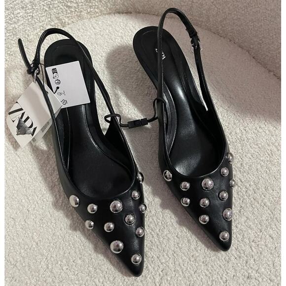RARE!!! ZARA Embellished Slingbacks NWT - Picture 10 of 16